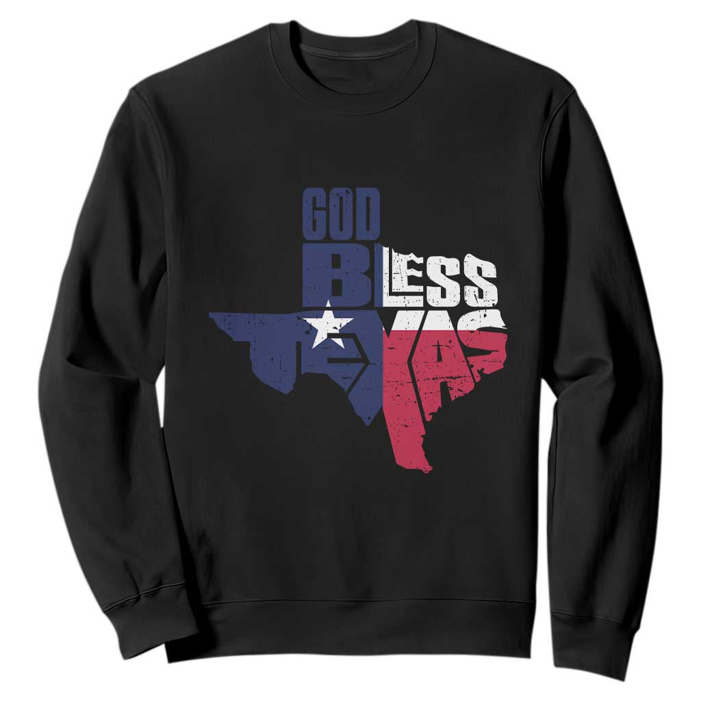 American Texan Sweatshirt God Bless Texas TX Flag TS11 Black Print Your Wear