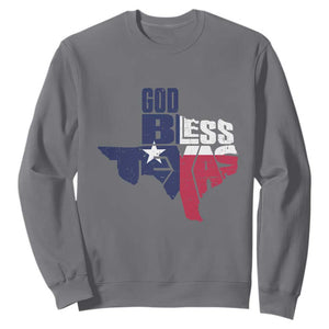 American Texan Sweatshirt God Bless Texas TX Flag TS11 Charcoal Print Your Wear