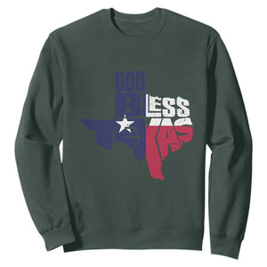American Texan Sweatshirt God Bless Texas TX Flag TS11 Dark Forest Green Print Your Wear