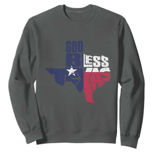 American Texan Sweatshirt God Bless Texas TX Flag TS11 Dark Heather Print Your Wear