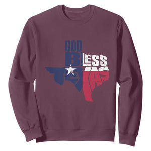 American Texan Sweatshirt God Bless Texas TX Flag TS11 Maroon Print Your Wear