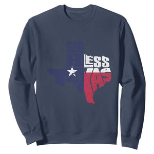 American Texan Sweatshirt God Bless Texas TX Flag TS11 Navy Print Your Wear