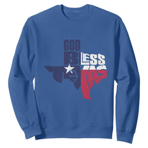 American Texan Sweatshirt God Bless Texas TX Flag TS11 Royal Blue Print Your Wear