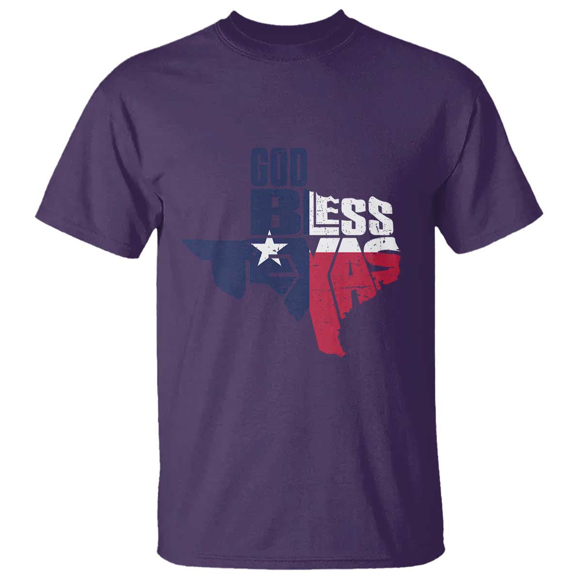 American Texan T Shirt God Bless Texas TX Flag TS11 Purple Print Your Wear