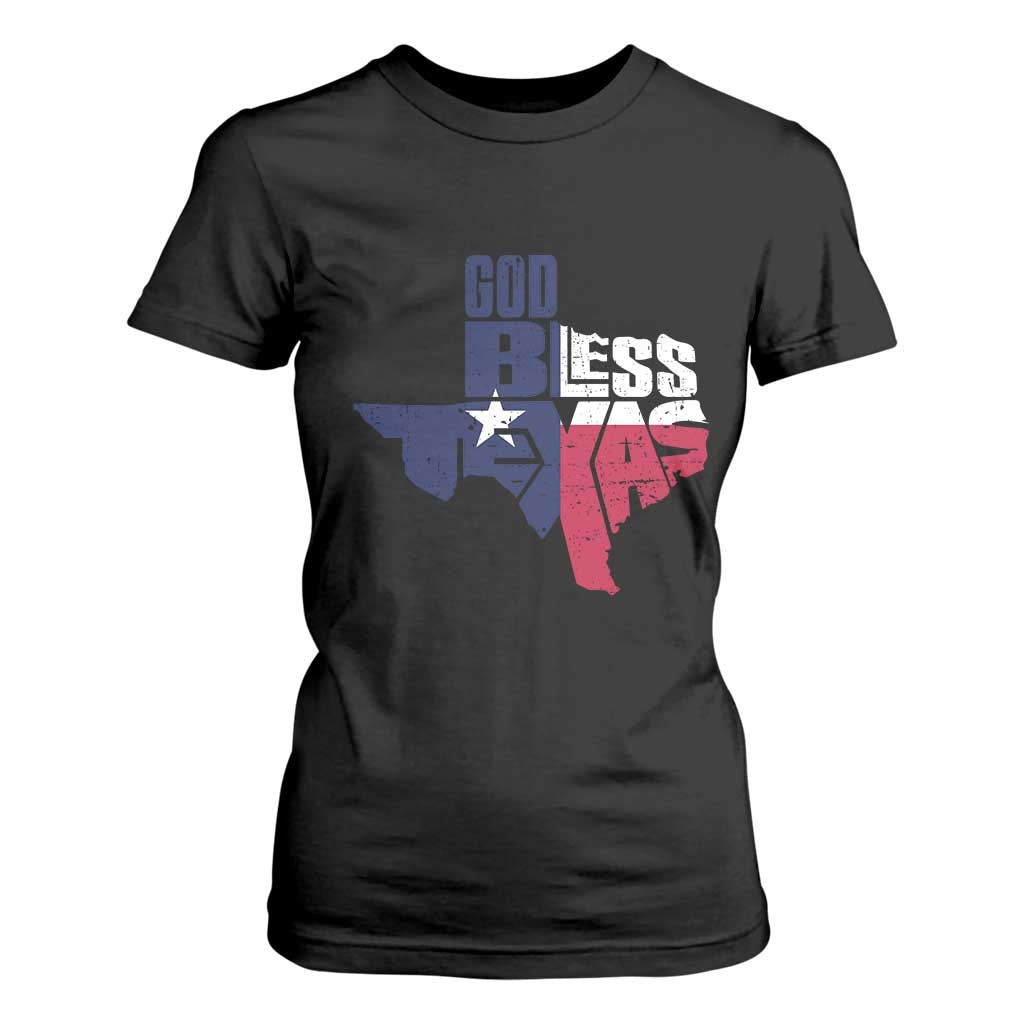 American Texan T Shirt For Women God Bless Texas TX Flag TS11 Black Print Your Wear