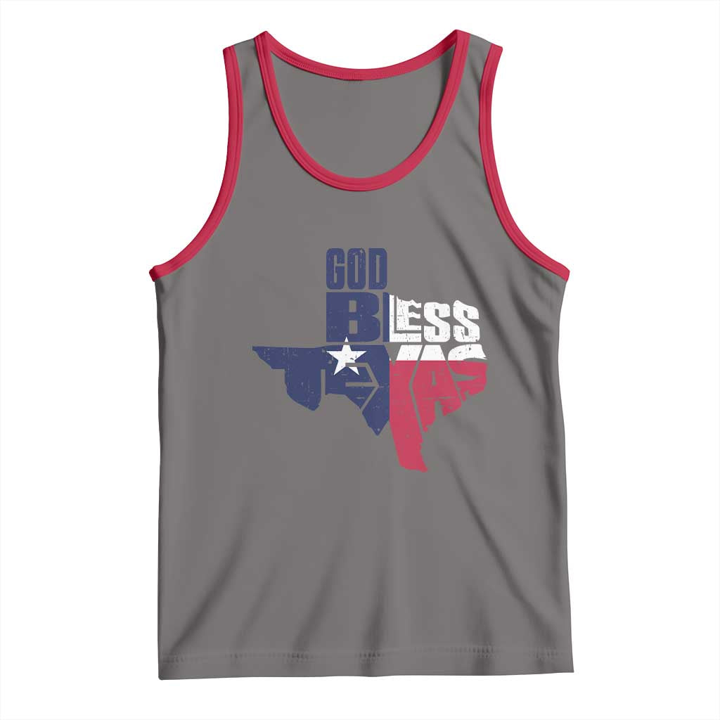 American Texan Tank Top God Bless Texas TX Flag TS11 Deep Heather Red Print Your Wear