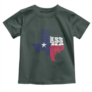 American Texan Toddler T Shirt God Bless Texas TX Flag TS11 Dark Forest Green Print Your Wear