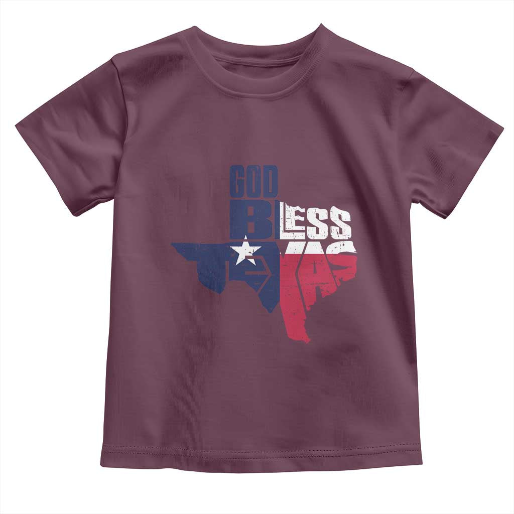 American Texan Toddler T Shirt God Bless Texas TX Flag TS11 Maroon Print Your Wear