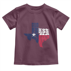 American Texan Toddler T Shirt God Bless Texas TX Flag TS11 Maroon Print Your Wear