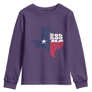 American Texan Youth Sweatshirt God Bless Texas TX Flag TS11 Purple Print Your Wear
