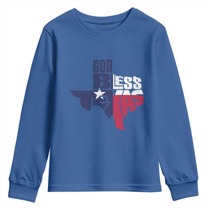 American Texan Youth Sweatshirt God Bless Texas TX Flag TS11 Royal Blue Print Your Wear
