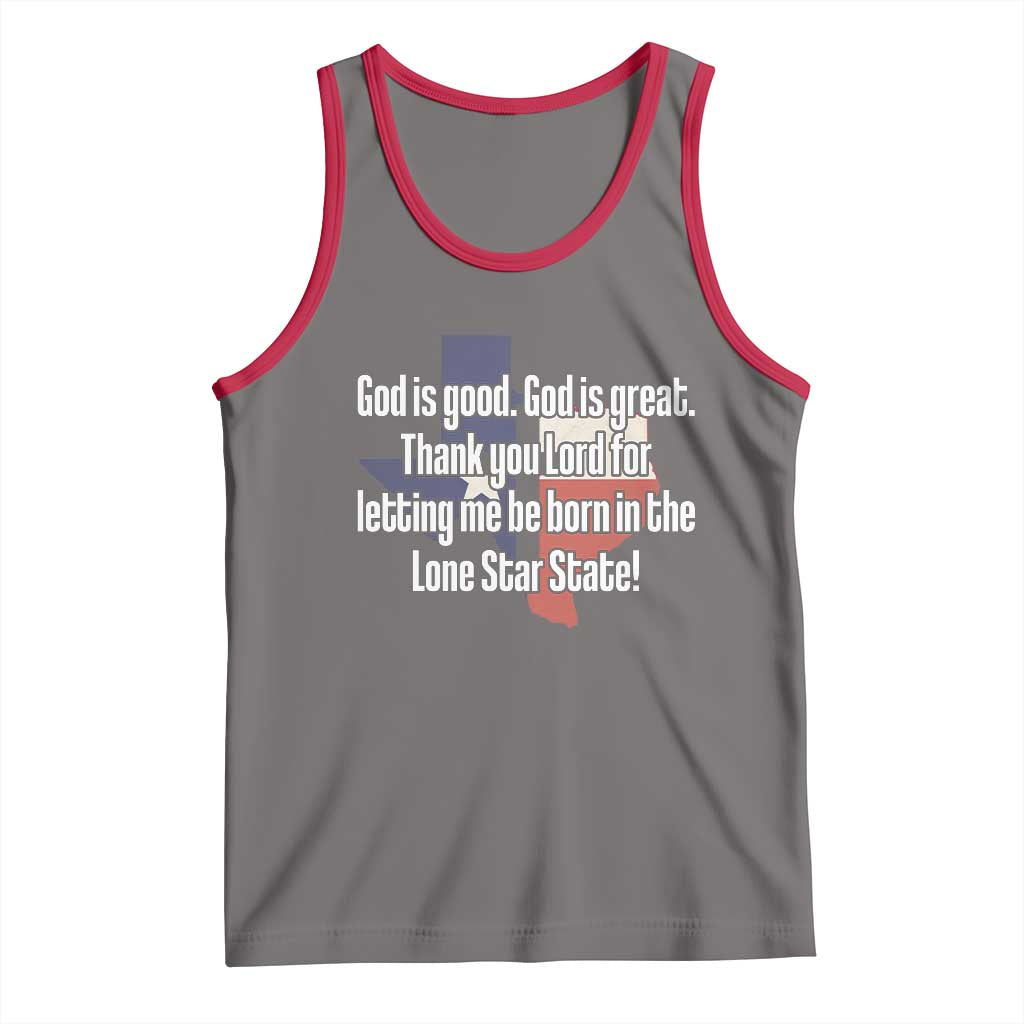 American Texan Jesus Tank Top God Is Good And Great Thank You Lord For Letting Me Be Born In The Lone Star State TS11 Deep Heather Red Print Your Wear