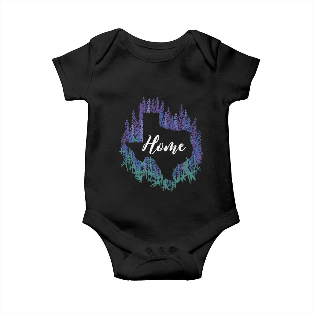 Texas Home State Map Pride Bluebonnets Baby Onesie TS11 Black Print Your Wear