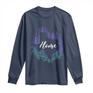 Texas Home State Map Pride Bluebonnets Long Sleeve Shirt TS11 Navy Print Your Wear