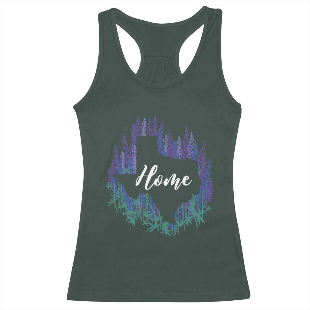 Texas Home State Map Pride Bluebonnets Racerback Tank Top TS11 Dark Forest Green Print Your Wear
