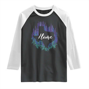 Texas Home State Map Pride Bluebonnets Raglan Shirt TS11 Black White Print Your Wear