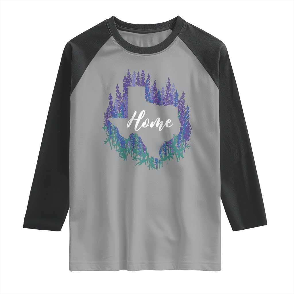 Texas Home State Map Pride Bluebonnets Raglan Shirt TS11 Sport Gray Black Print Your Wear