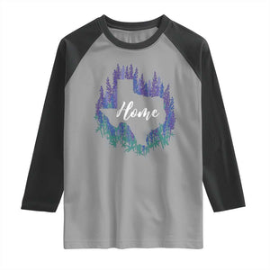 Texas Home State Map Pride Bluebonnets Raglan Shirt TS11 Sport Gray Black Print Your Wear