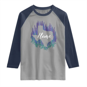 Texas Home State Map Pride Bluebonnets Raglan Shirt TS11 Sport Gray Navy Print Your Wear