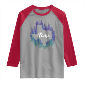 Texas Home State Map Pride Bluebonnets Raglan Shirt TS11 Sport Gray Red Print Your Wear
