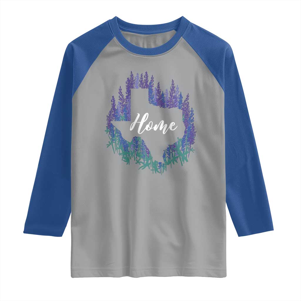 Texas Home State Map Pride Bluebonnets Raglan Shirt TS11 Sport Gray Royal Print Your Wear