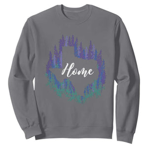 Texas Home State Map Pride Bluebonnets Sweatshirt TS11 Charcoal Print Your Wear