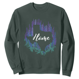 Texas Home State Map Pride Bluebonnets Sweatshirt TS11 Dark Forest Green Print Your Wear