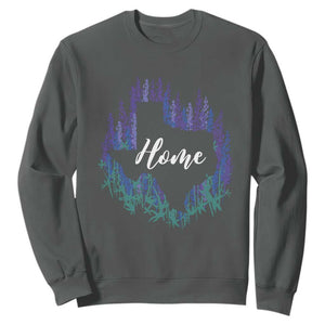 Texas Home State Map Pride Bluebonnets Sweatshirt TS11 Dark Heather Print Your Wear