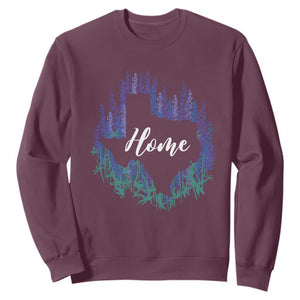 Texas Home State Map Pride Bluebonnets Sweatshirt TS11 Maroon Print Your Wear