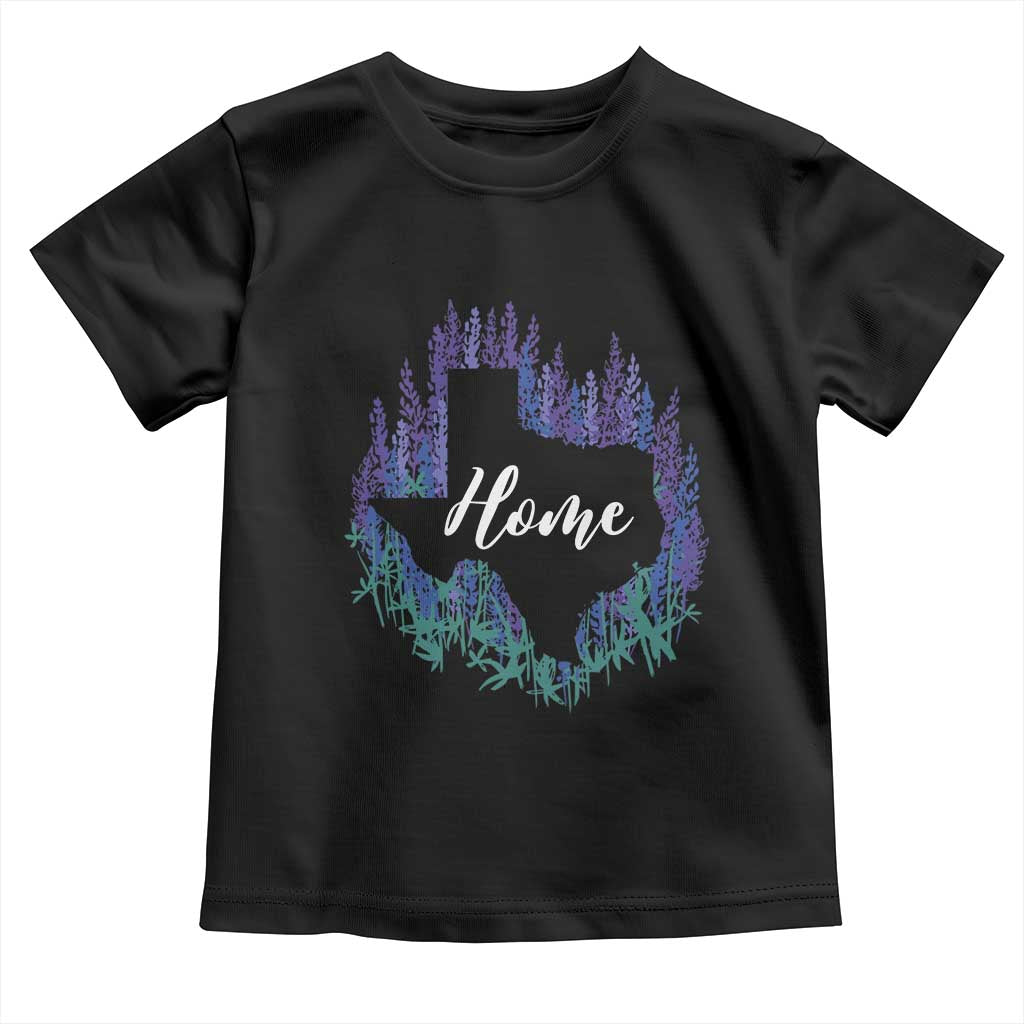 Texas Home State Map Pride Bluebonnets Toddler T Shirt TS11 Black Print Your Wear