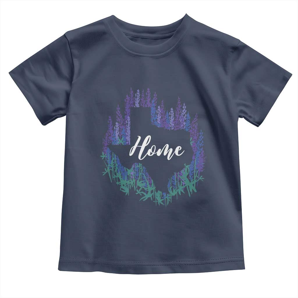 Texas Home State Map Pride Bluebonnets Toddler T Shirt TS11 Navy Print Your Wear