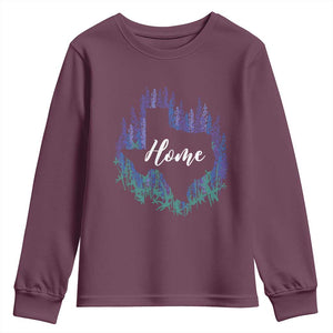 Texas Home State Map Pride Bluebonnets Youth Sweatshirt TS11 Maroon Print Your Wear