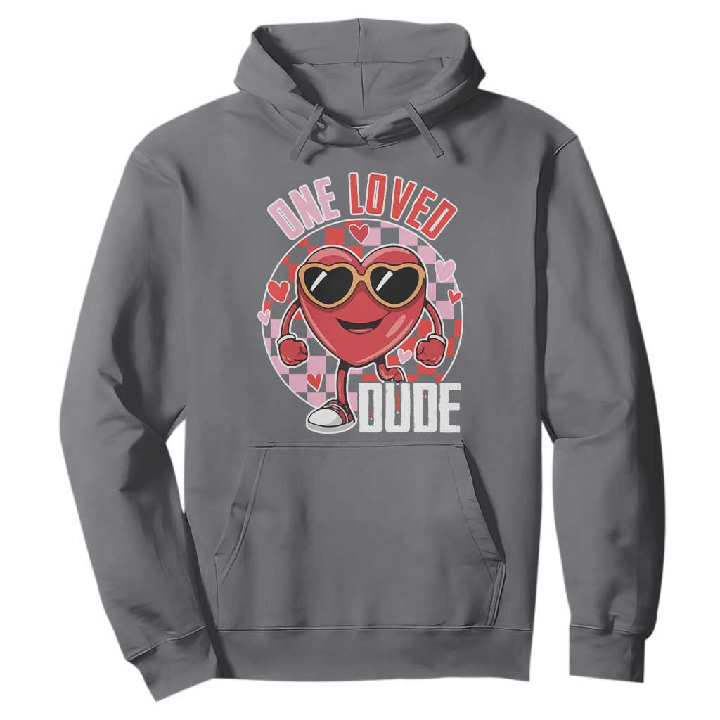 Funny Valentine's Day Hoodie One Loved Dude Cute Heart Checkerboard TS11 Charcoal Print Your Wear