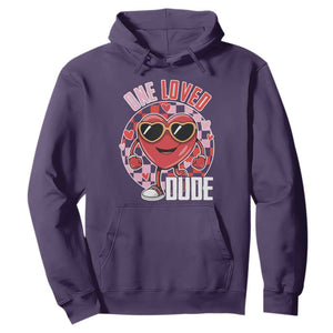 Funny Valentine's Day Hoodie One Loved Dude Cute Heart Checkerboard TS11 Purple Print Your Wear