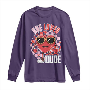 Funny Valentine's Day Long Sleeve Shirt One Loved Dude Cute Heart Checkerboard TS11 Purple Print Your Wear