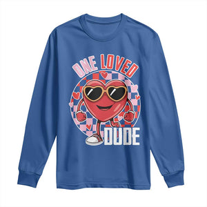 Funny Valentine's Day Long Sleeve Shirt One Loved Dude Cute Heart Checkerboard TS11 Royal Blue Print Your Wear