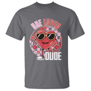 Funny Valentine's Day T Shirt One Loved Dude Cute Heart Checkerboard TS11 Charcoal Print Your Wear