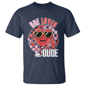 Funny Valentine's Day T Shirt One Loved Dude Cute Heart Checkerboard TS11 Navy Print Your Wear
