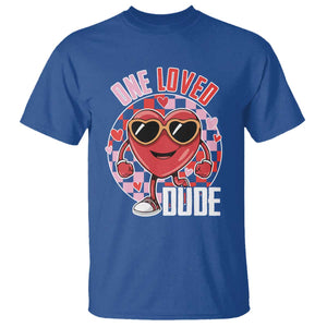 Funny Valentine's Day T Shirt One Loved Dude Cute Heart Checkerboard TS11 Royal Blue Print Your Wear