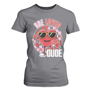 Funny Valentine's Day T Shirt For Women One Loved Dude Cute Heart Checkerboard TS11 Charcoal Print Your Wear
