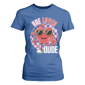 Funny Valentine's Day T Shirt For Women One Loved Dude Cute Heart Checkerboard TS11 Royal Blue Print Your Wear