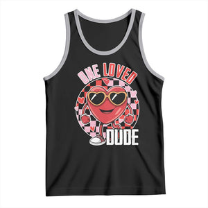 Funny Valentine's Day Tank Top One Loved Dude Cute Heart Checkerboard TS11 Black Athletic Heather Print Your Wear