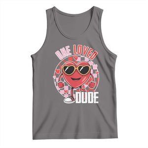 Funny Valentine's Day Tank Top One Loved Dude Cute Heart Checkerboard TS11 Deep Heather Print Your Wear