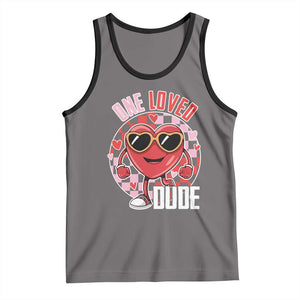 Funny Valentine's Day Tank Top One Loved Dude Cute Heart Checkerboard TS11 Deep Heather Black Print Your Wear