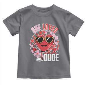 Funny Valentine's Day Toddler T Shirt One Loved Dude Cute Heart Checkerboard TS11 Charcoal Print Your Wear