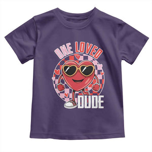Funny Valentine's Day Toddler T Shirt One Loved Dude Cute Heart Checkerboard TS11 Purple Print Your Wear