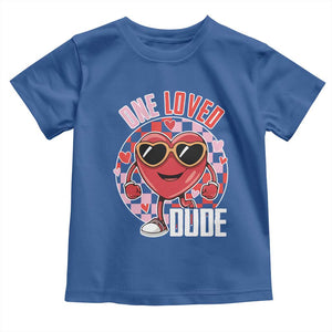 Funny Valentine's Day Toddler T Shirt One Loved Dude Cute Heart Checkerboard TS11 Royal Blue Print Your Wear