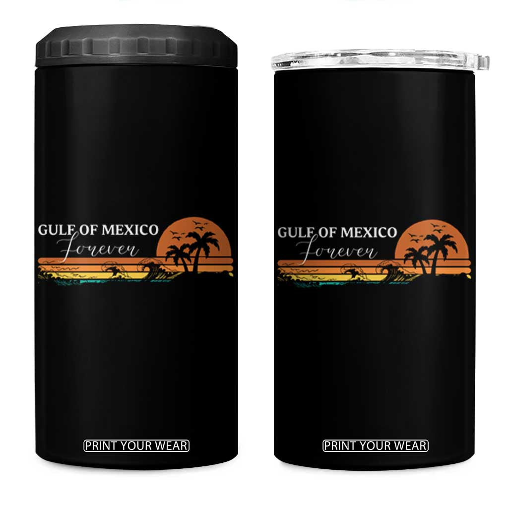 Gulf Of Mexico Forever 4 in 1 Can Cooler Tumbler Beach Palm Treen Vintage Retro TS11 One Size: 16 oz Black Print Your Wear