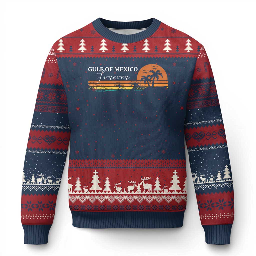 Gulf Of Mexico Forever Ugly Christmas Sweater Beach Palm Treen Vintage Retro TS11 Navy Red Print Your Wear