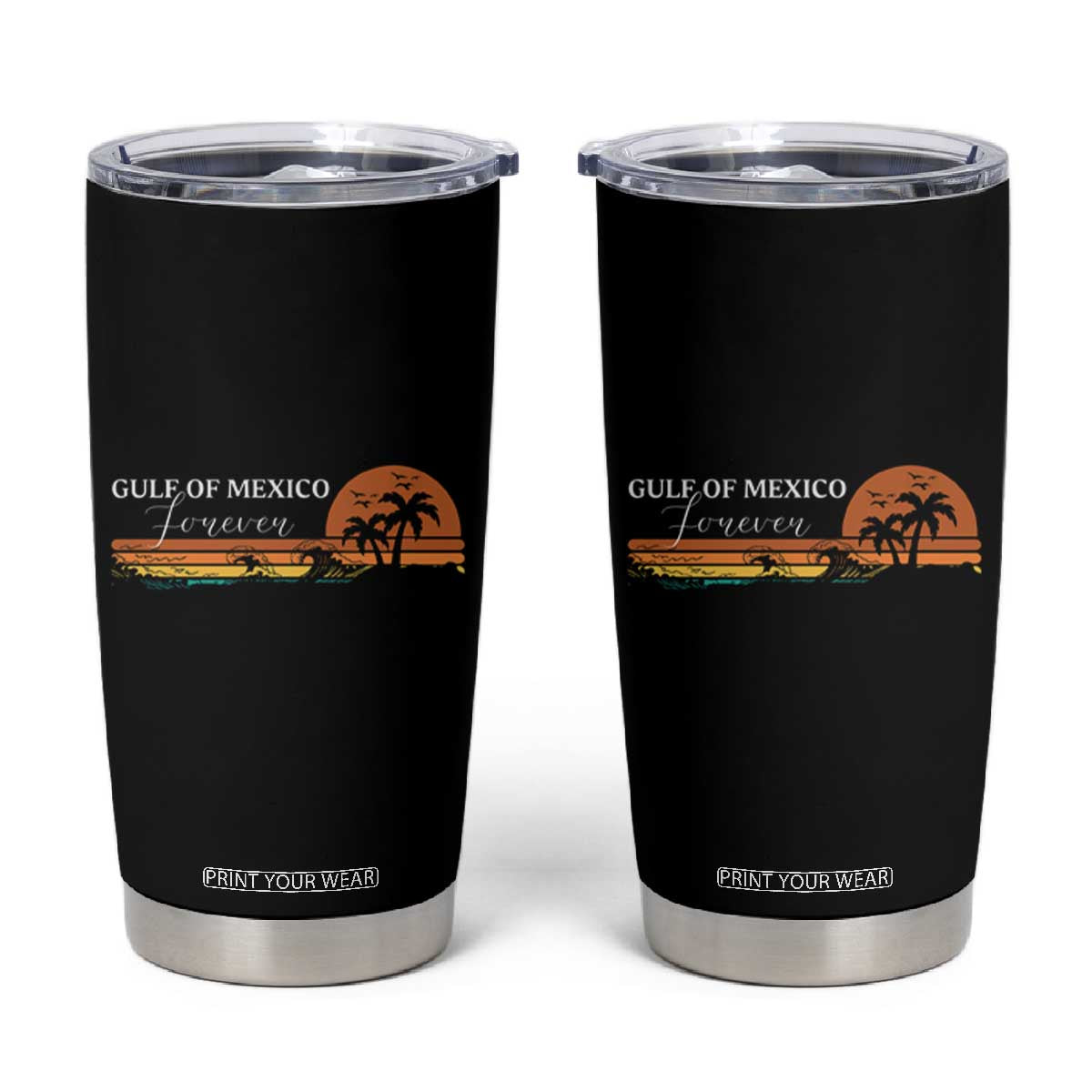 Gulf Of Mexico Forever Tumbler Cup Beach Palm Treen Vintage Retro TS11 Black Print Your Wear